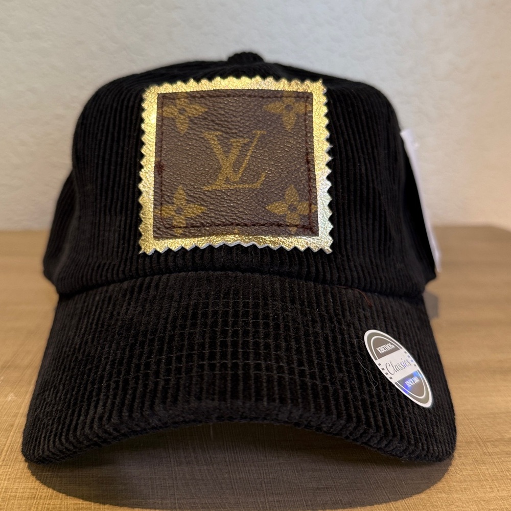 Black corduroy Cap with LV Patch